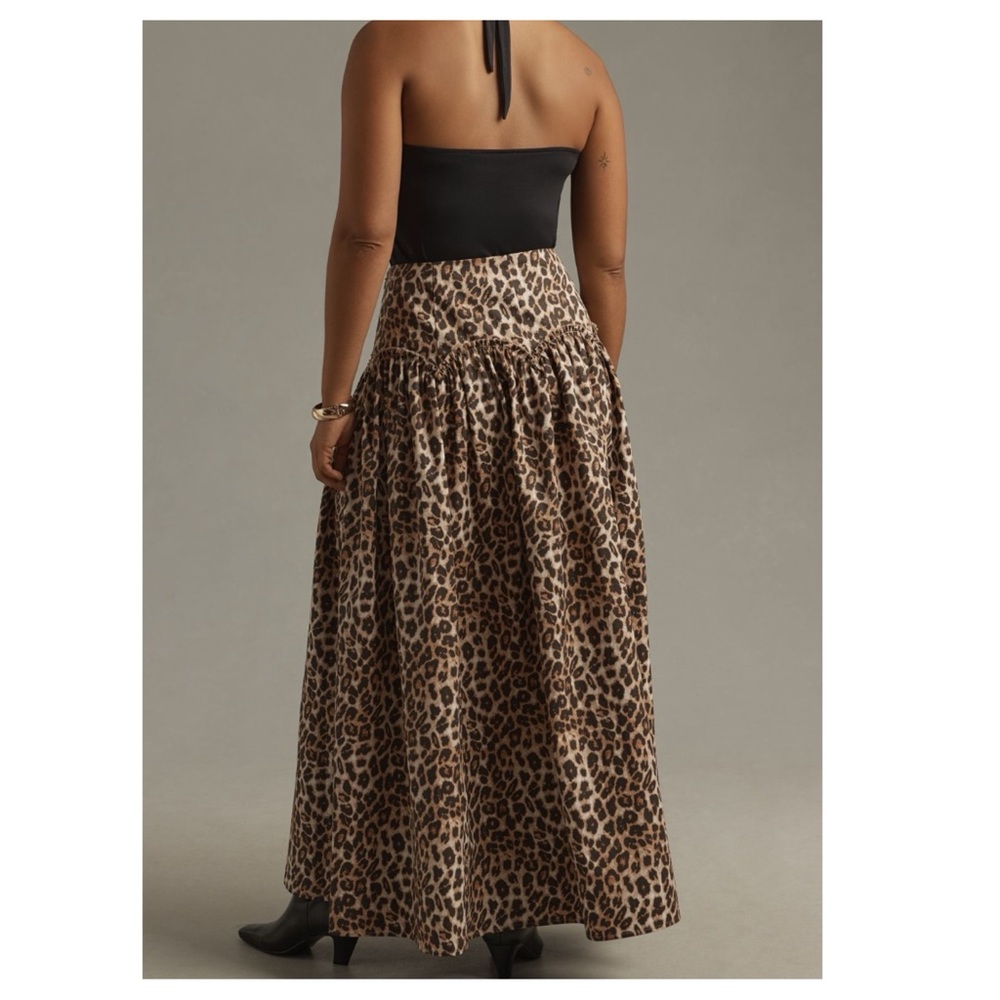 Anthropologie Mara Mara Leopard Print Basque Waist Drop Waist Maxi Skirt NWT - Picture 8 of 16